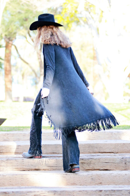 fringed maxi cardigan