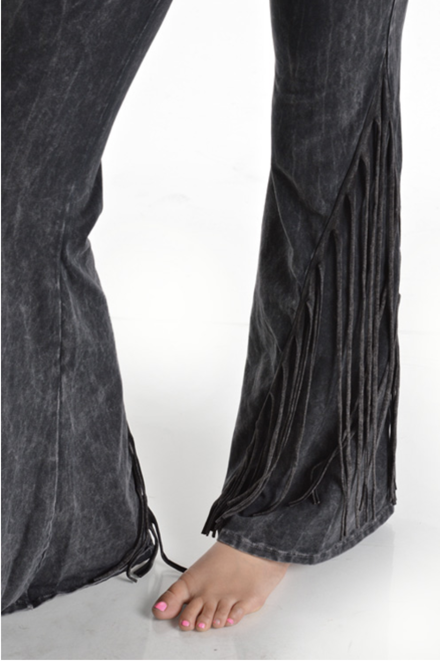 T Party Side Fringe Yoga Pants - Black – Debra's Passion Boutique