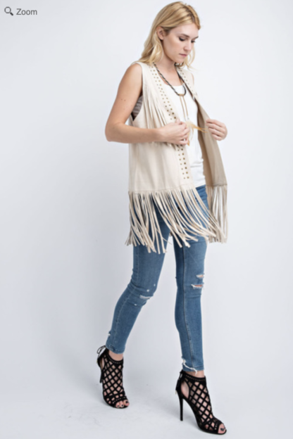 Fringe Vest with Studs