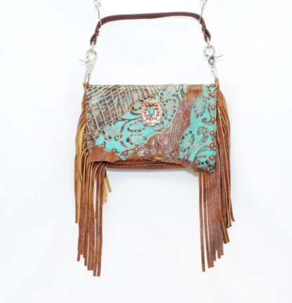 Brown and Turquoise Hip Bag