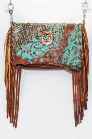Brown and Turquoise Hip Bag