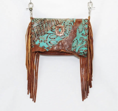 Brown and Turquoise Hip Bag