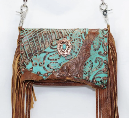 Brown and Turquoise Hip Bag