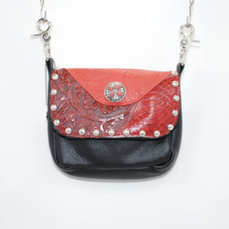 Red Tooled Leather Hip Bag