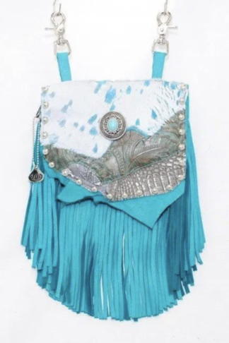 Turquoise Cowhide Marty Hip Bag
