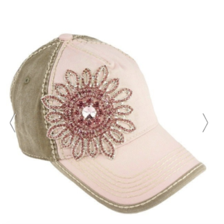 Light Pink and moss Bling Cap