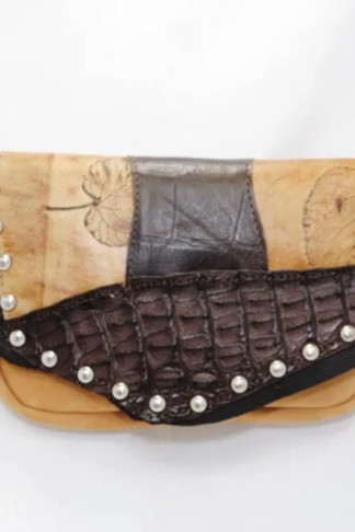 Leaf Print Zip Top Hip Bag