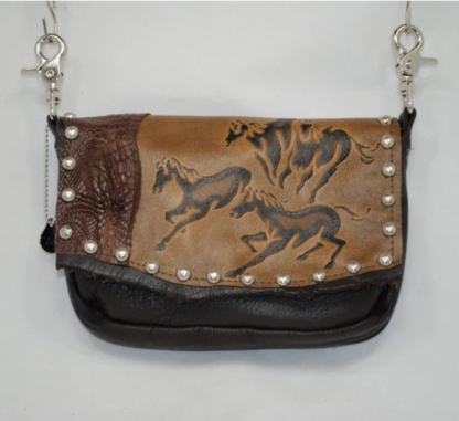 Horse Print Zip Top Hip Bag