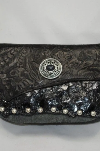 Edgy Black Leather Purse