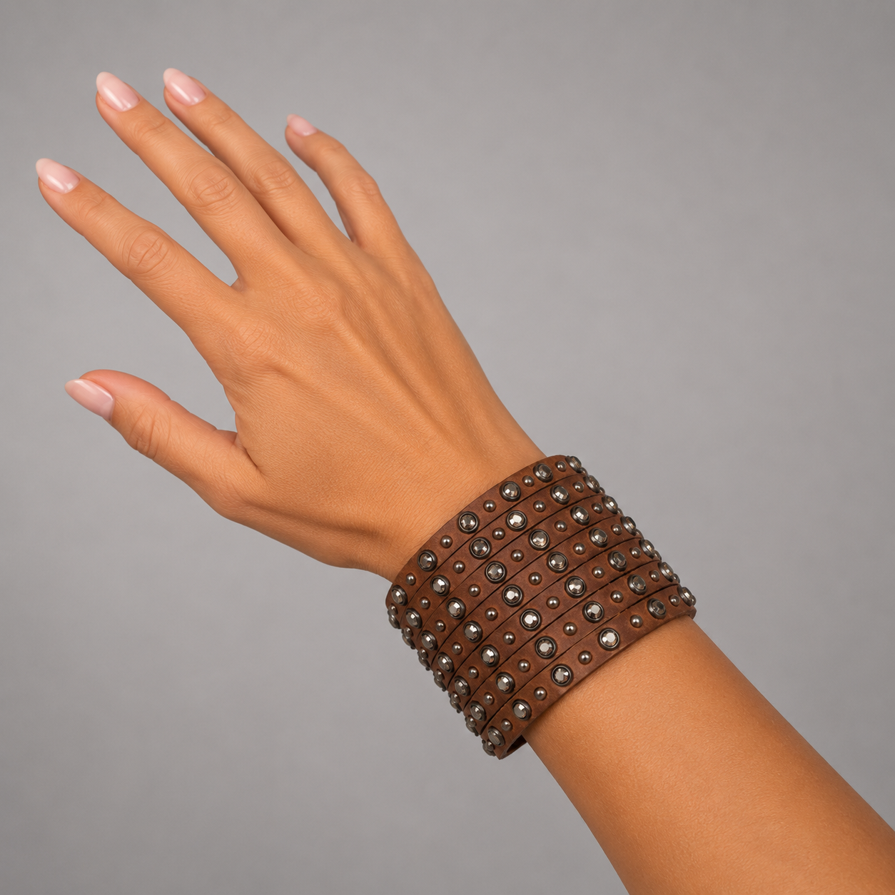 Rowdy Cowgirl Seven Strand Cuff in Brown