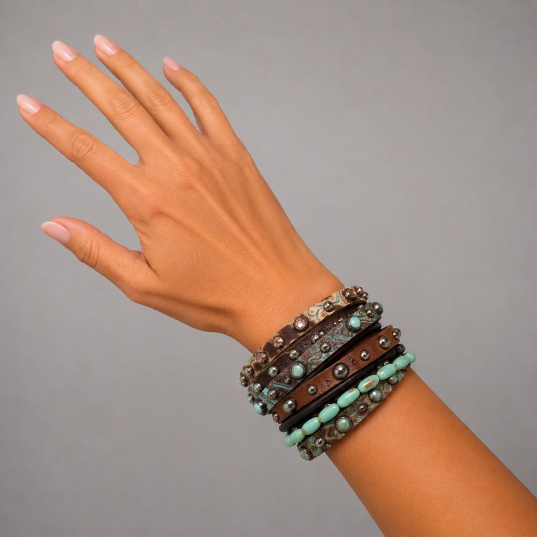 Rowdy Cowgirl Twisted Cuff in Copper and Turquoise