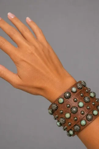 Rowdy Cowgirl Gunslinger Cuff with Turquoise and Antique Brass