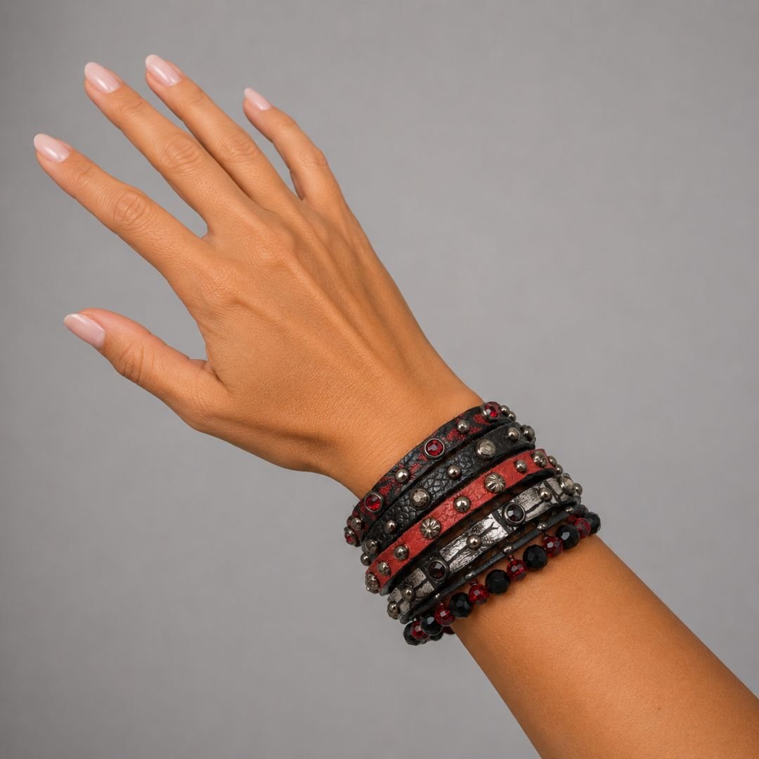 Rowdy Cowgirl Twisted Cuff in Red and Black