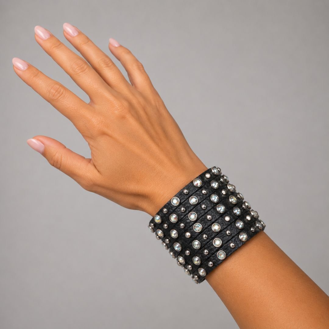 Rowdy Cowgirl Seven Strand Cuff in Black