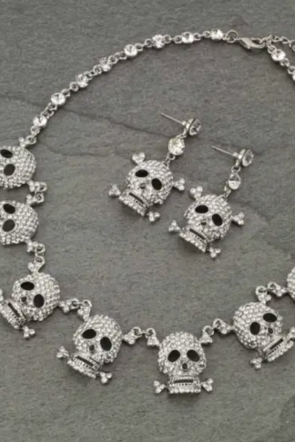 Skull Crystal Necklace Set
