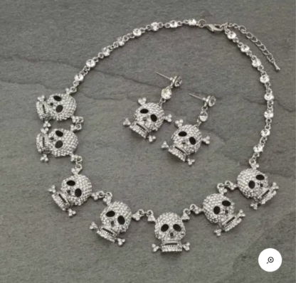 Skull Crystal Necklace Set