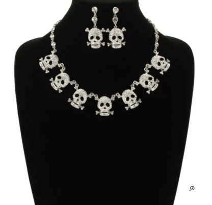 Skull Crystal Necklace Set