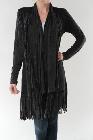 T-Party - Black Fringed Cardigan