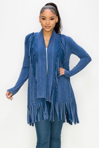 T-Party - Blue Fringed Cardigan