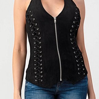Lydia Vest - Black Halter Vest
