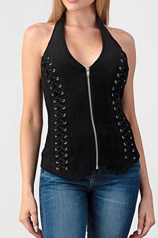 Lydia Vest - Black Halter Vest