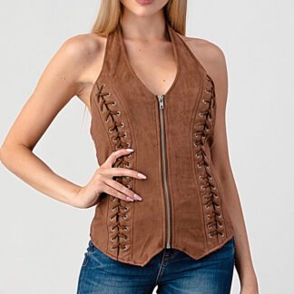 Lydia Vest - Brown Halter Vest