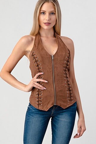 Lydia Vest - Brown Halter Vest