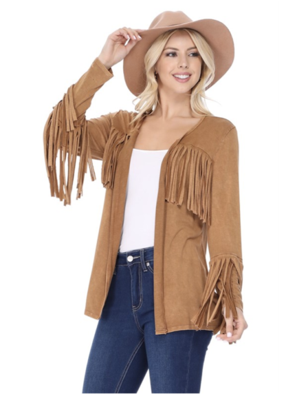 Camel Fringe Cardigan