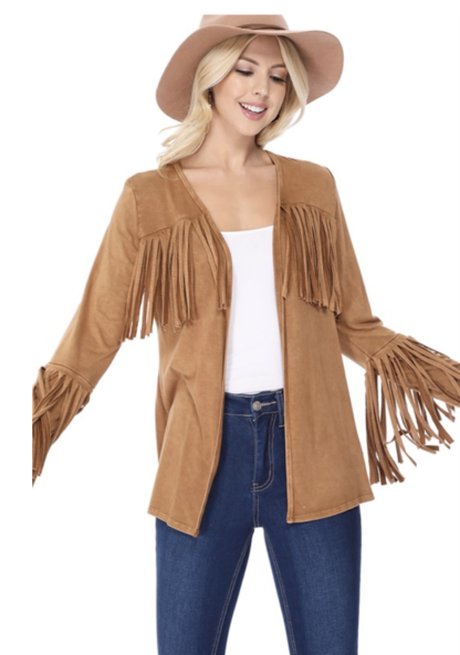 Camel Fringe Cardigan