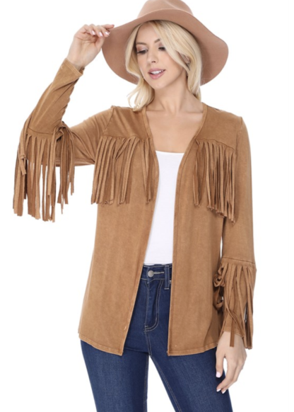 Camel Fringe Cardigan