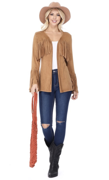 Camel Fringe Cardigan