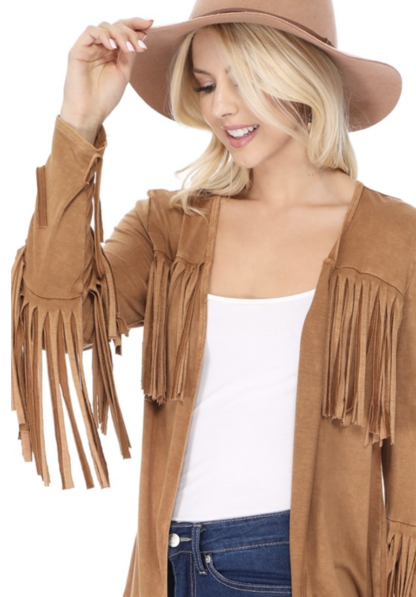 Camel Fringe Cardigan