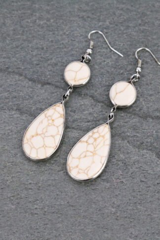 Stone Teardrop Dangle Earrings