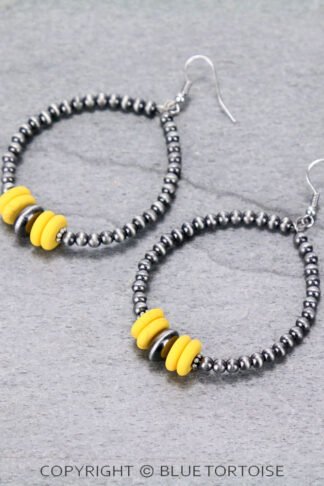 Navajo Style Beaded Hoop Dangle Earrings