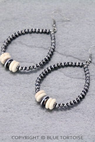 Navajo Style Beaded Hoop Dangle Earrings