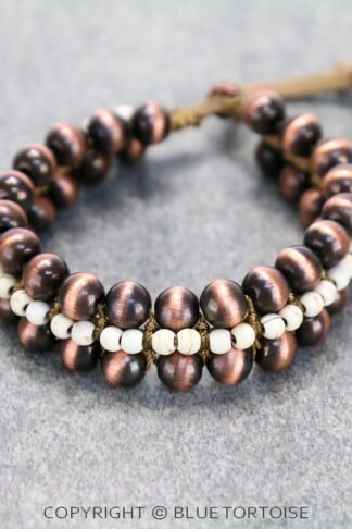Navajo Style Pearl with Synthetic Stone Bead Friendship Bracelet