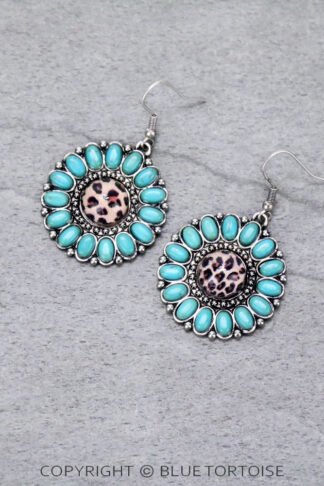 Western Concho Stone Dangle Earrings