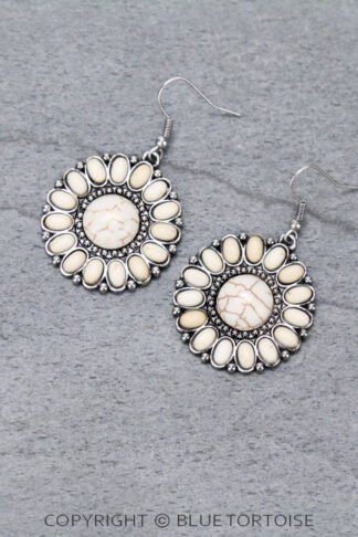 Western Concho Stone Dangle Earrings