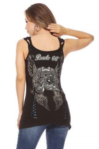 Platinum Plush Women Tops with Motorcycle Print