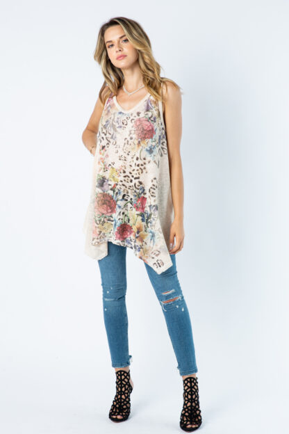 Sleeveless Tunic Top with Animal Print and Stones - Image 3