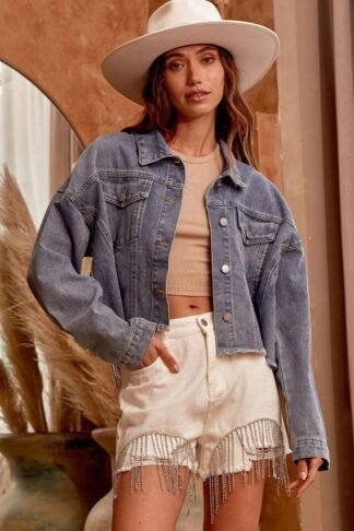 Savana Jane Denim Jacket With Diamond Tassel