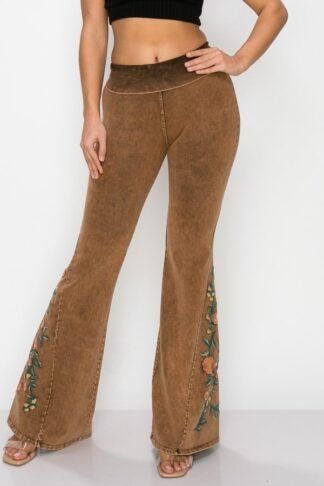 Flare Pants -FLORAL EMBROIDERY