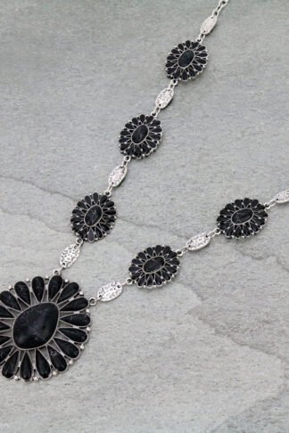 Silver and Black Color Western Casting with Stone Necklace