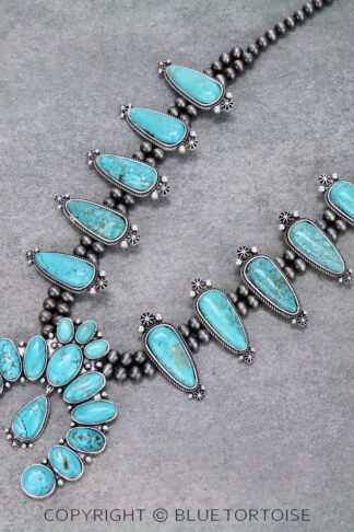 Full Squash Blossom Natural Stone Necklace