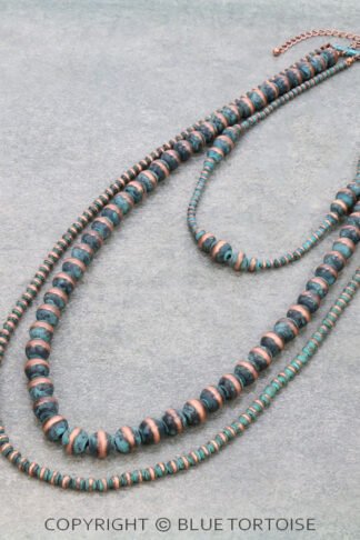 Burnished Patina Color 3 Row Navajo Style Pearl Necklace