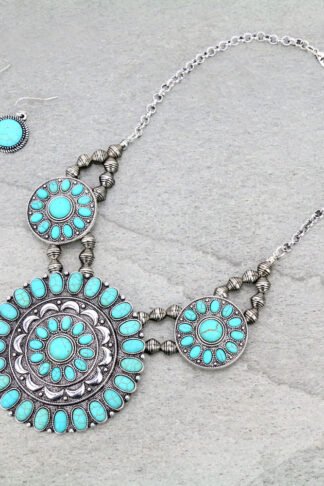 Western Concho Statement Necklace Set