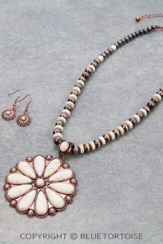 Natural Western Concho Pendant Necklace Set