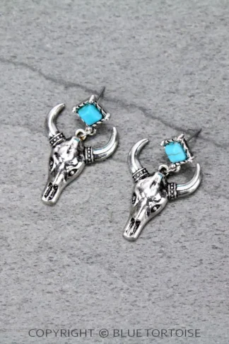 Western Steer Skull Stud Earrings