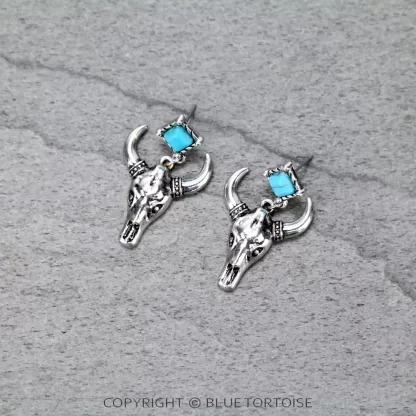 Western Steer Skull Stud Earrings