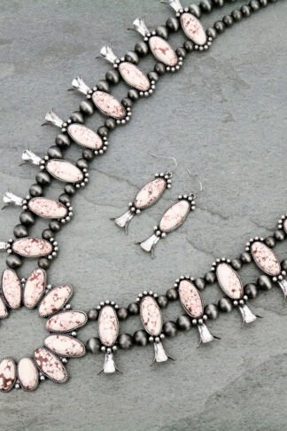 White Western Style Squash Blossom Necklace Set